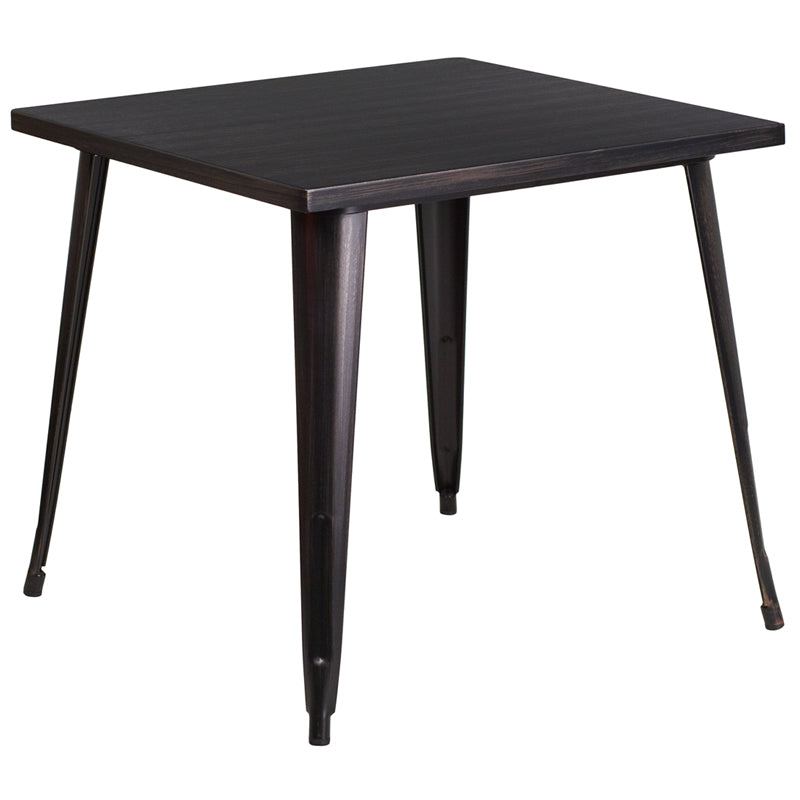 31.75sq Aged Black Metal Table