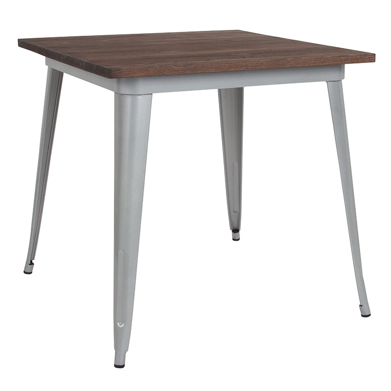 31.5sq Silver Metal Table