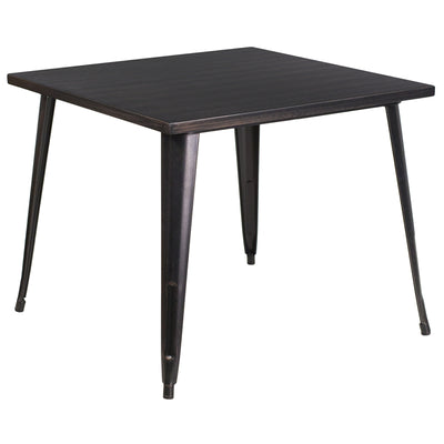 35.5sq Aged Black Metal Table