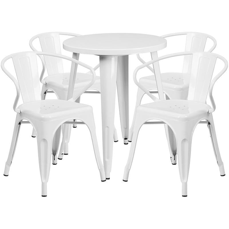 24rd White Metal Table Set