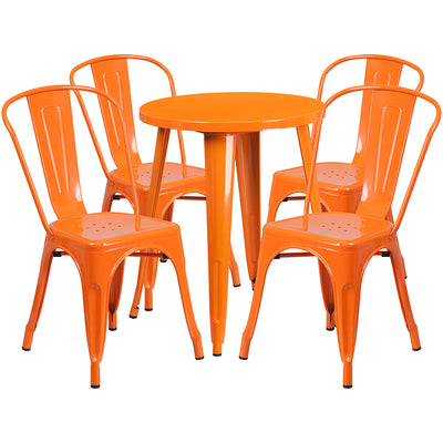 24rd Orange Metal Table Set