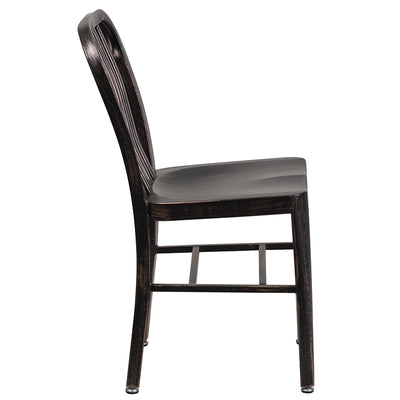 Aged Black Metal Outdoor Chair