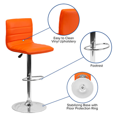 Orange Vinyl Barstool