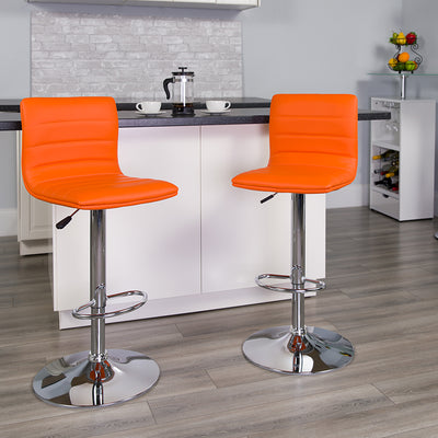 Orange Vinyl Barstool