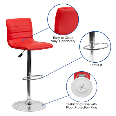 Red Vinyl Barstool
