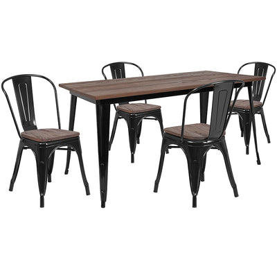 30x60 Black Metal Table Set