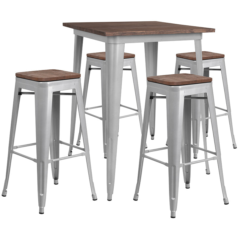 31.5sq Silver Metal Bar Set