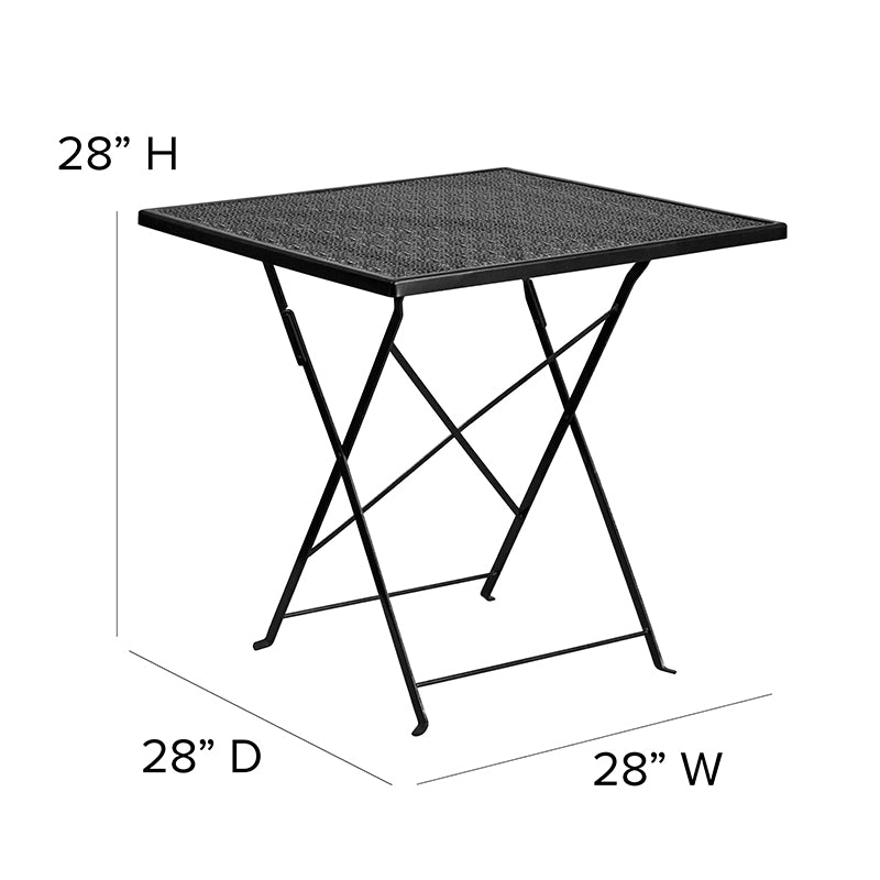 28sq Black Folding Patio Table