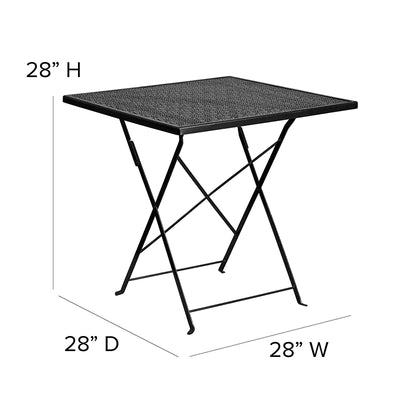 28sq Black Folding Patio Table