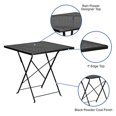 28sq Black Folding Patio Table