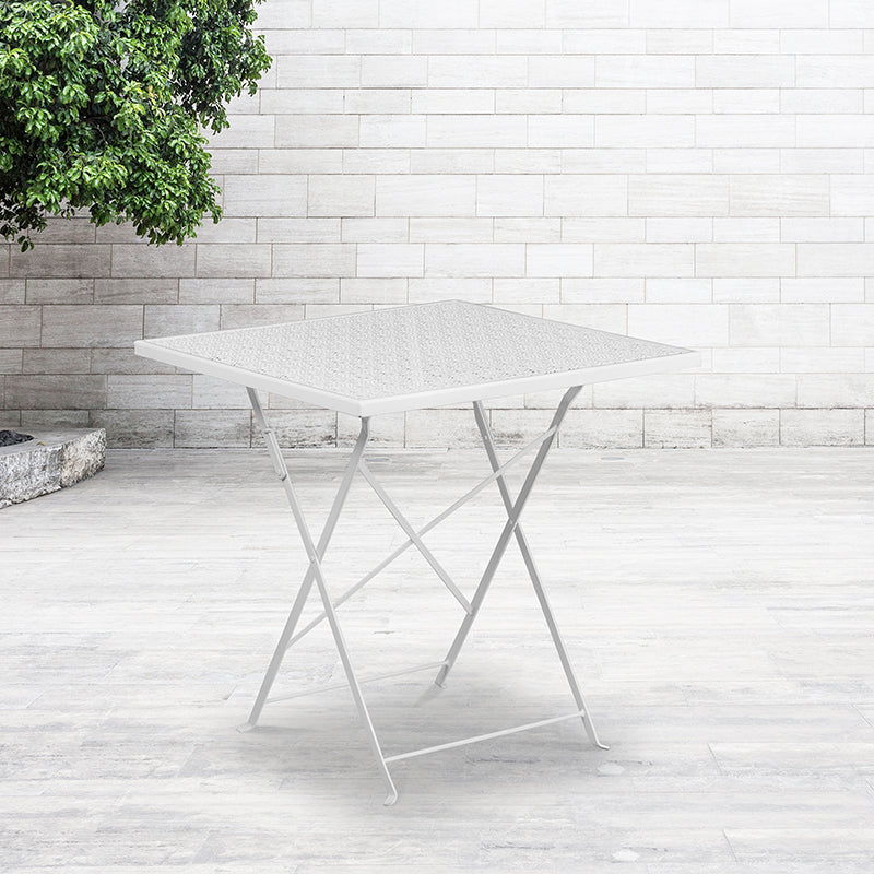 28sq White Folding Patio Table