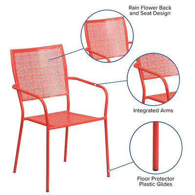 Coral Square Back Patio Chair