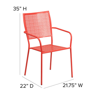 Coral Square Back Patio Chair
