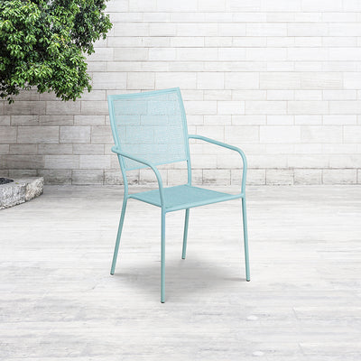 Blue Square Back Patio Chair