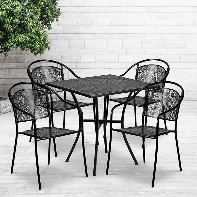 28sq Black Patio Table Set