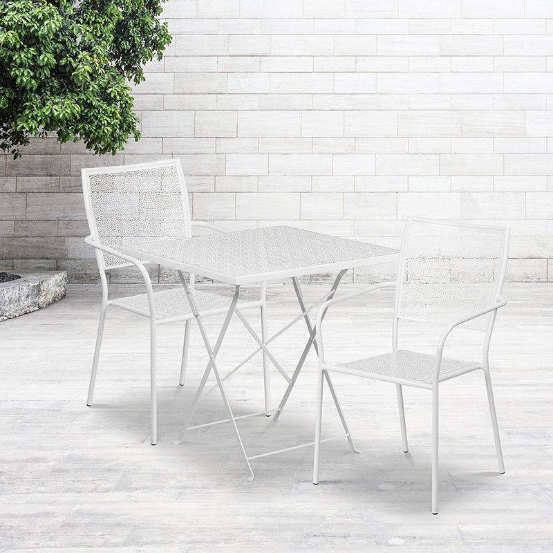 28sq White Fold Patio Set