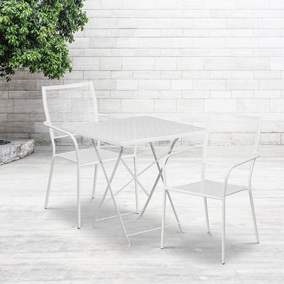 28sq White Fold Patio Set