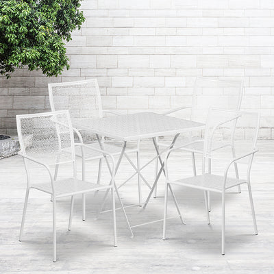 28sq White Fold Patio Set