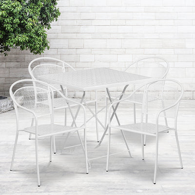 28sq White Fold Patio Set