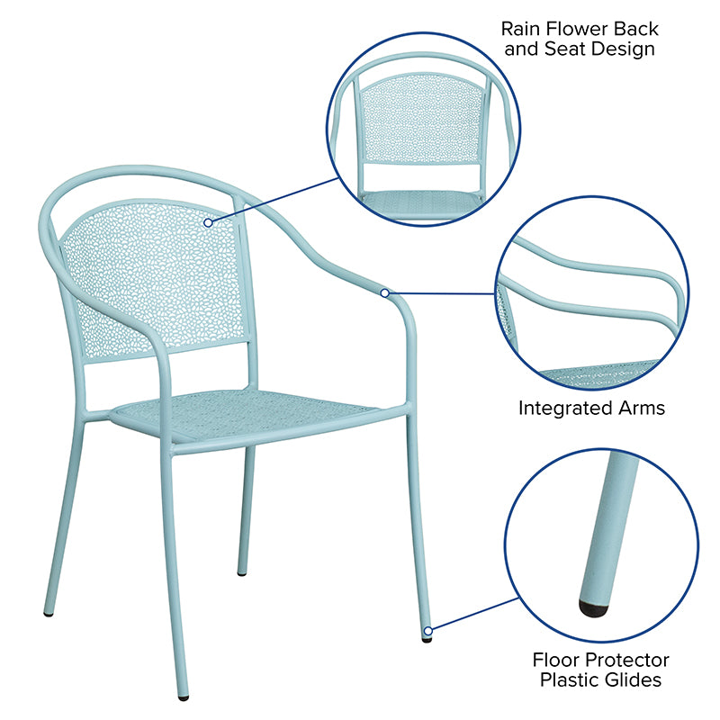 Blue Round Back Patio Chair