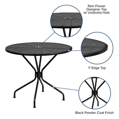 35.25rd Black Patio Table