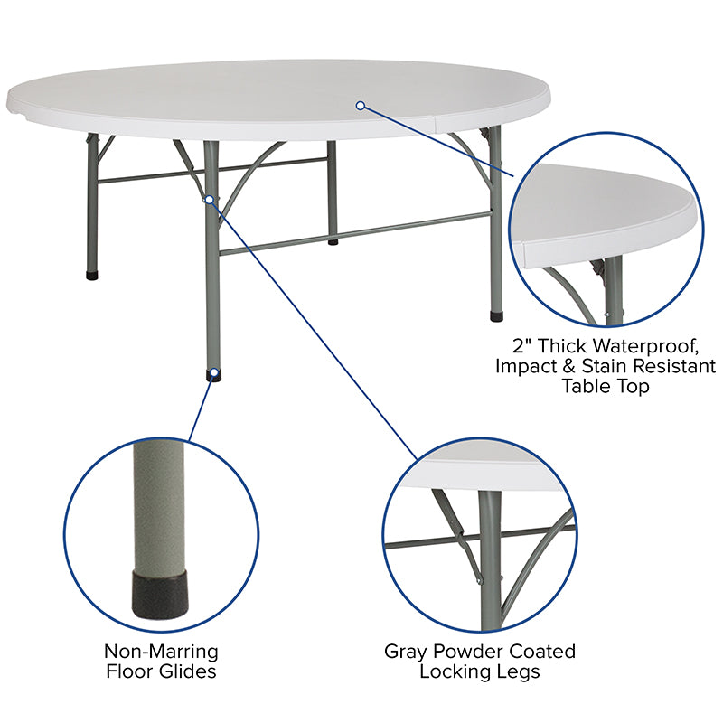 72rd White Bi-fold Table