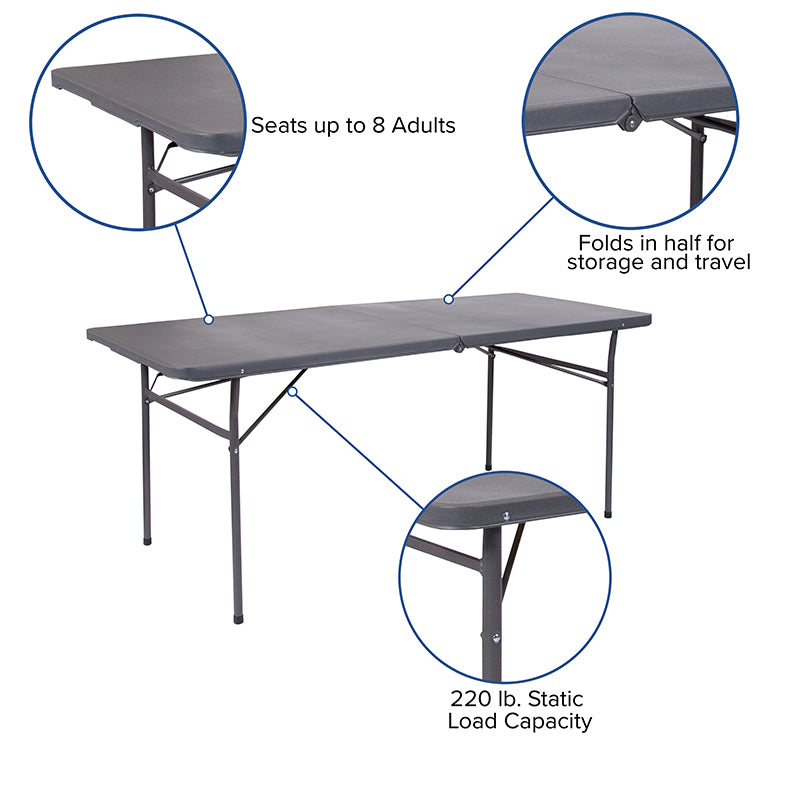 30x72 Gray Plastic Fold Table
