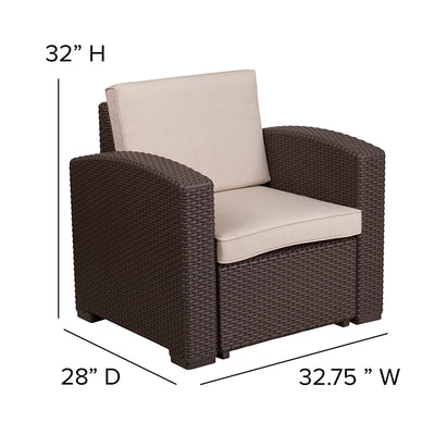 5 Pc Brown Outdoor Rattan Set