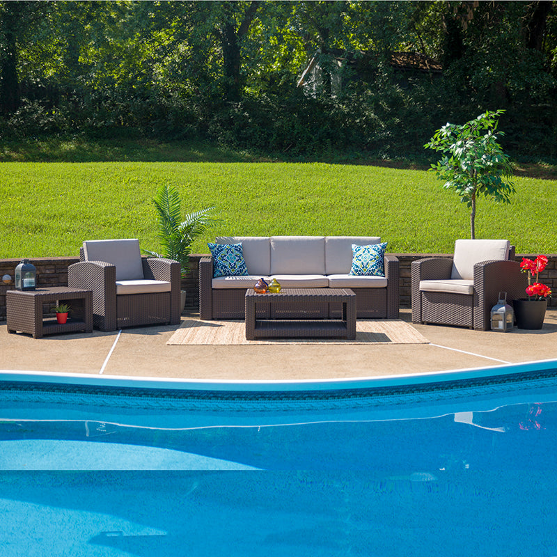 5 Pc Brown Outdoor Rattan Set