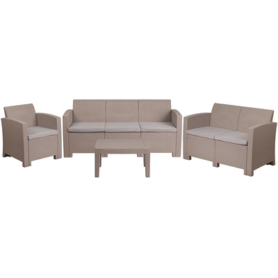 4 Pc Gray Outdoor Rattan Set