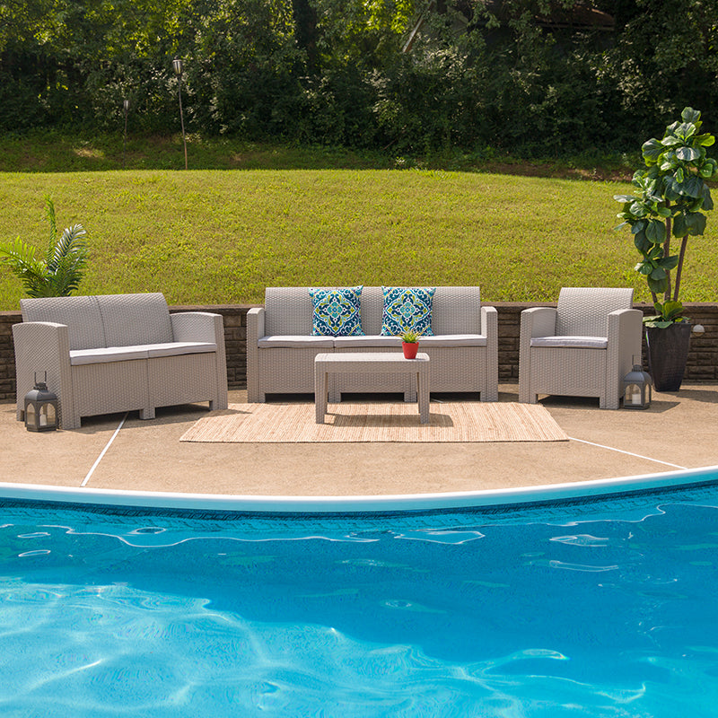 4 Pc Gray Outdoor Rattan Set