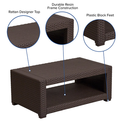 Chocolate Rattan Coffee Table