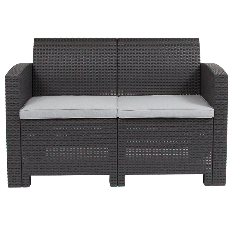 Dark Gray Rattan Loveseat