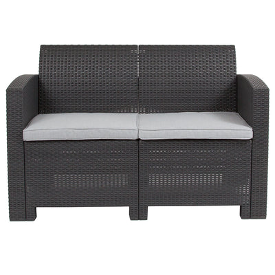 Dark Gray Rattan Loveseat
