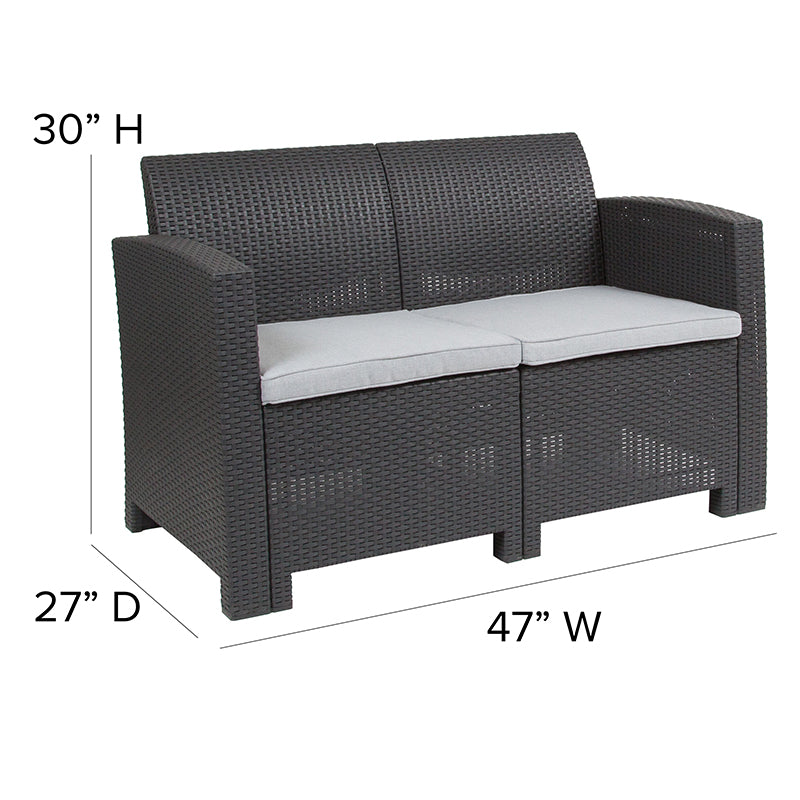 Dark Gray Rattan Loveseat