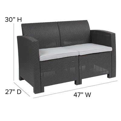 Dark Gray Rattan Loveseat