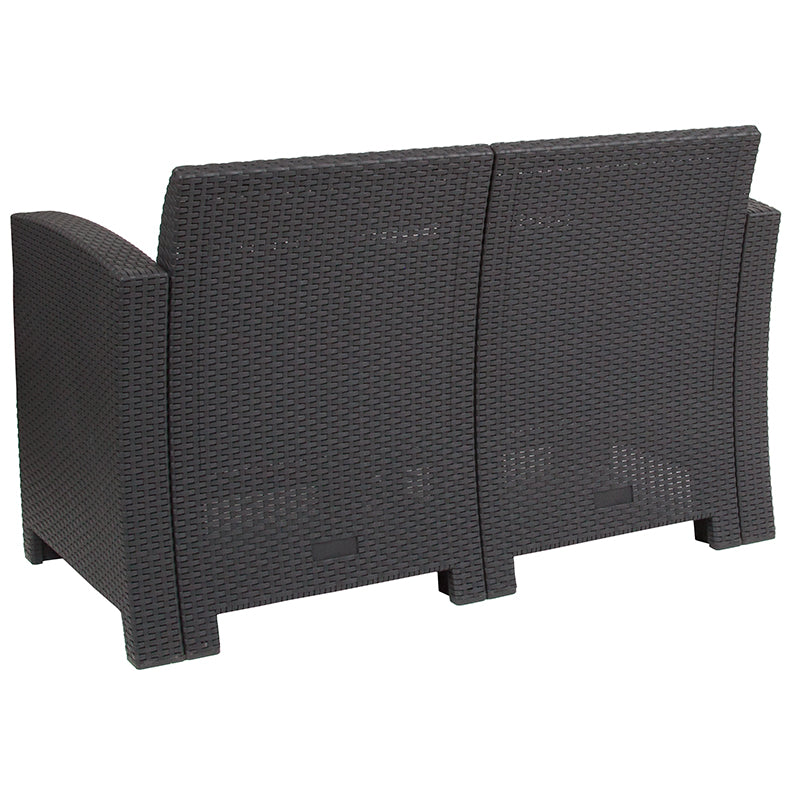 Dark Gray Rattan Loveseat