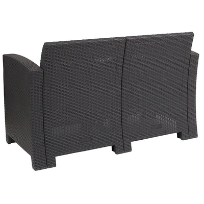 Dark Gray Rattan Loveseat