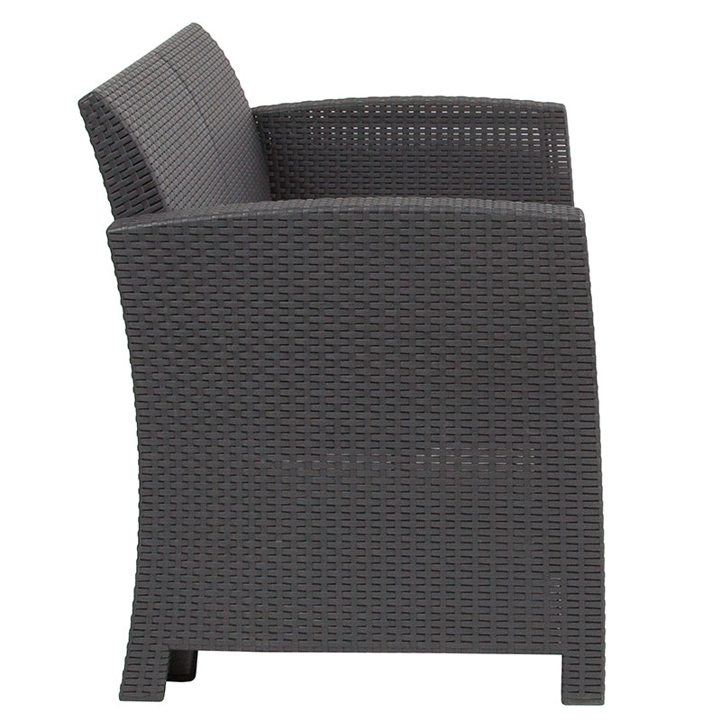 Dark Gray Rattan Loveseat