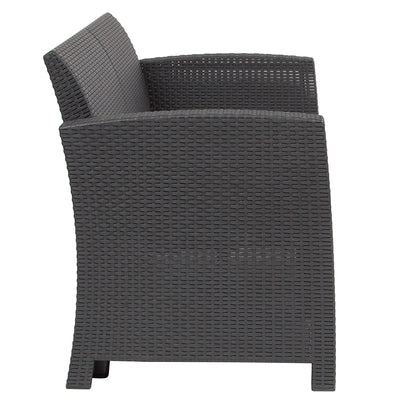Dark Gray Rattan Loveseat