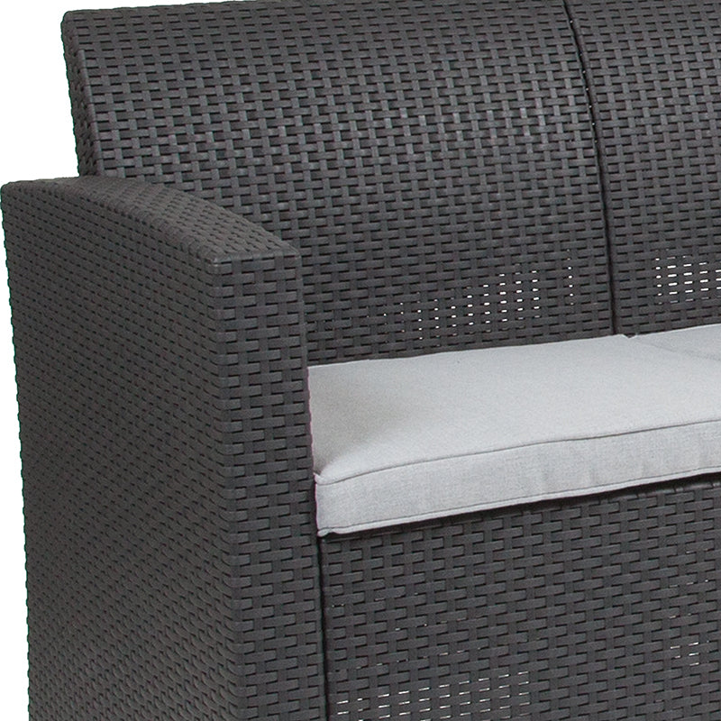 Dark Gray Rattan Loveseat