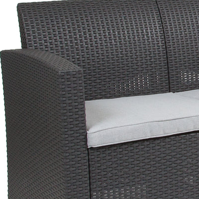 Dark Gray Rattan Loveseat