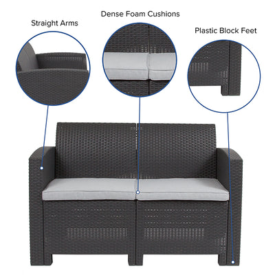 Dark Gray Rattan Loveseat