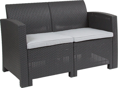 Dark Gray Rattan Loveseat