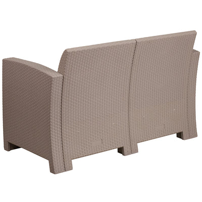 Light Gray Rattan Loveseat