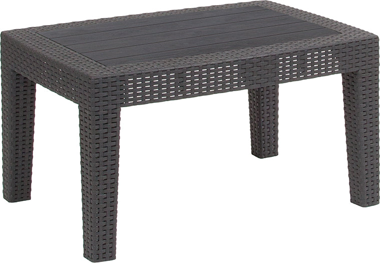 Dark Gray Rattan Coffee Table