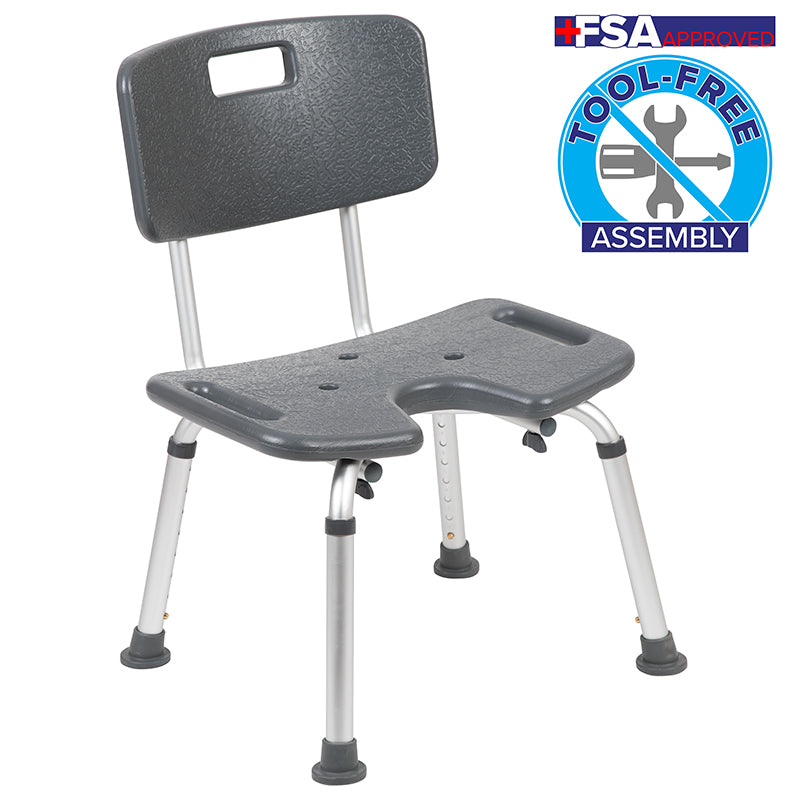 Gray U-shaped Shower Chair