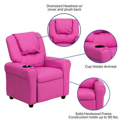 Hot Pink Vinyl Kids Recliner