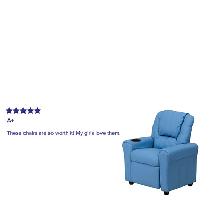 Light Blue Vinyl Kids Recliner