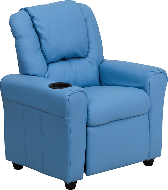 Light Blue Vinyl Kids Recliner